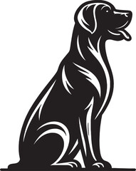 A single dog outline silhouette illustration in white background