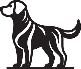 A single dog outline silhouette illustration in white background