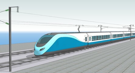 Fototapeta premium electric transport locomotive 3D illustration