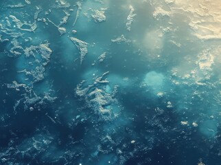 Fototapeta premium A scenic winter scene featuring a festive sleigh gliding over a frozen lake, surrounded by serene nature and ice crystal formations.