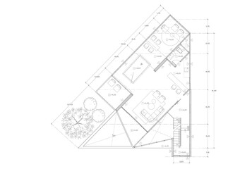 Floor plan designed building on the drawing.