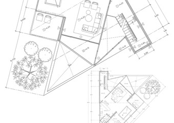 Floor plan designed building on the drawing.