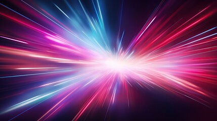 Abstract light burst, glowing, colorful rays, light effect, speed, energy, explosion, digital art