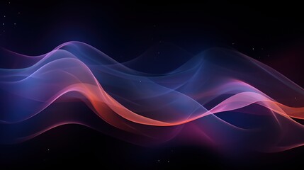 Abstract background of pink, blue and purple waves flowing on dark background