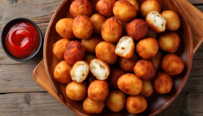 Delicious Close-Up of Traditional Spanish Potato and Cheese Croquettes on a Plate