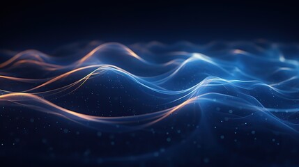 Fototapeta premium Abstract Blue and Orange Waves in Dark Background, Technology and Digital Art Concept