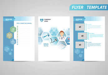 Medical Flyer Template Brochure Modern A4 Design with empty space for photo. Suitable for corporate annual report and prospectus