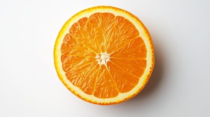 Fototapeta premium Freshly Sliced Succulent Orange Fruit on Plain White Background