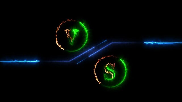 Vs title. Versus screen in neon style.. Neon banner Announcement of two fighters. Competition vs match game, martial battle vs sport. 
