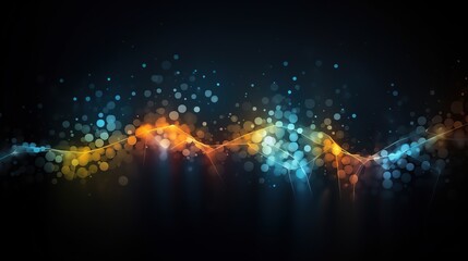 Naklejka premium Abstract dark background with glowing wave and particles. Neon lights, digital art, futuristic, technology.