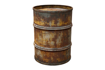 Fototapeta premium Metal barrel for oil on a transparent background