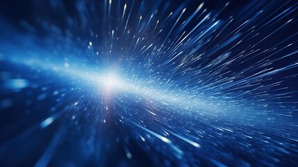 Fototapeta premium Abstract blue background with glowing light streaks, futuristic, space, technology, speed, motion, energy, travel, digital