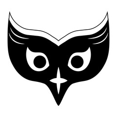 Black and White Halloween Mask. Isolated Silhouette on White Background.