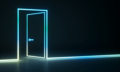 Abstract neon shapes hologram led laser door