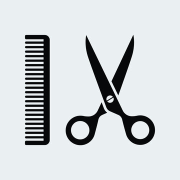 recommend clip art: Scissors and hairbrush icon. Hairdressing or barber tools, hair combs symbol