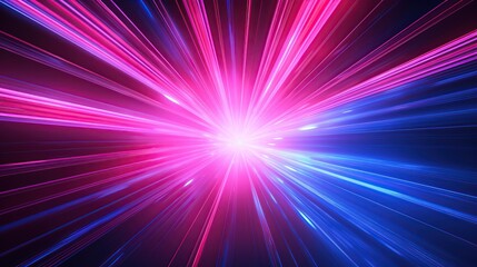 Fototapeta premium Abstract Background of Bright Pink and Blue Light Streaks Radiating From Center