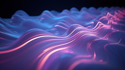 Obraz premium Abstract Purple and Blue Wave with Glowing Lines, Futuristic Digital Background