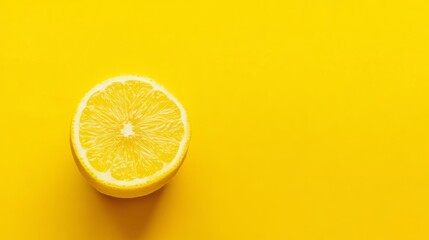 Vibrant Yellow Lemon Wedge Showcase Against Bright Background