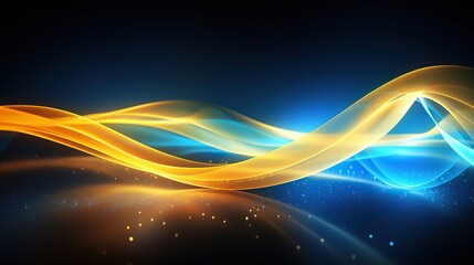 Abstract glowing blue and orange waves on black background