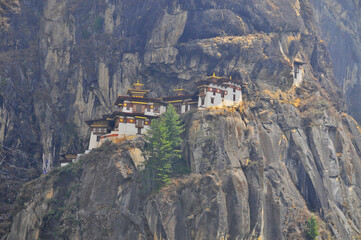 Taktshang Monastery called the tiger's nest on a rock cliff in Bhutan