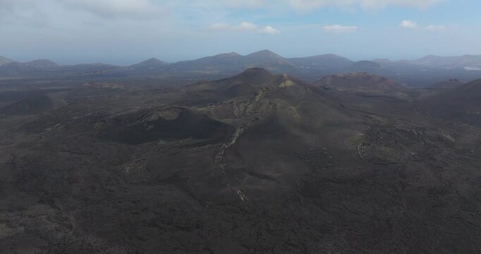 Aerial view of Timanfaya national park in Lanzarote