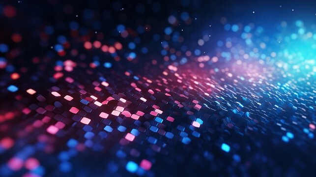 Abstract Digital Data Flow with Blue and Pink Lights
