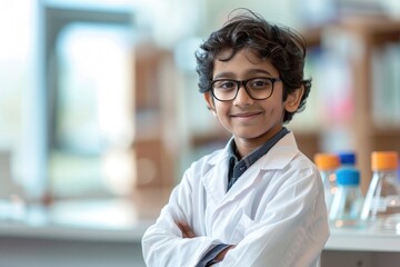 Fototapeta premium South asian kid scientist accessories accessory.