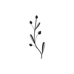 Floral Branch and Minimalist Flowers for Logo or Tattoo