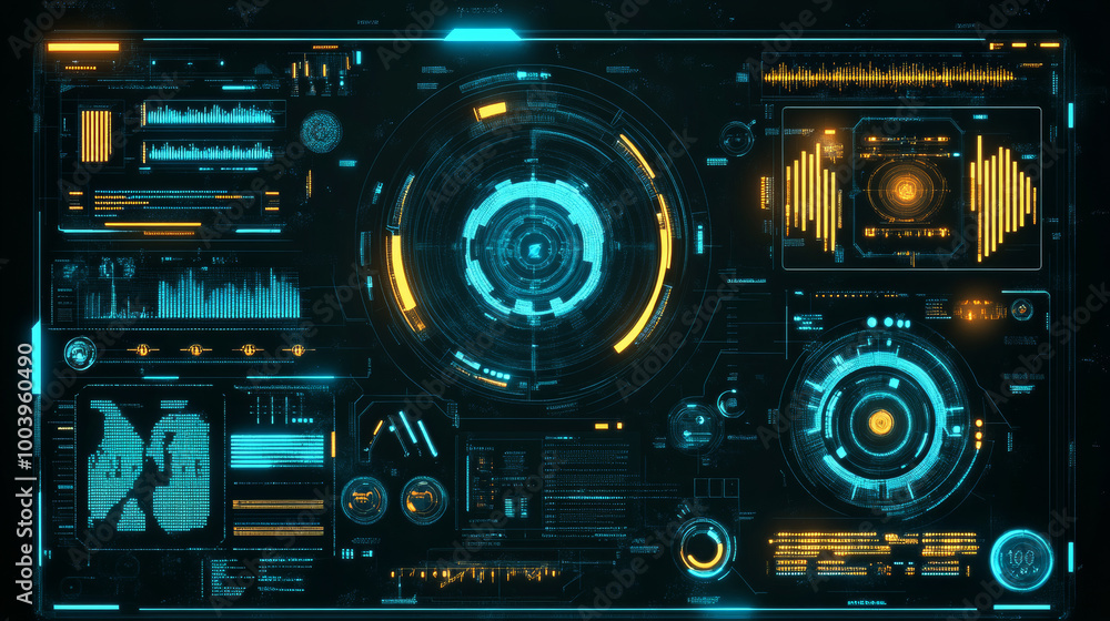 Poster hud elements mega set pack featuring a dashboard display for virtual reality technology screens. fut