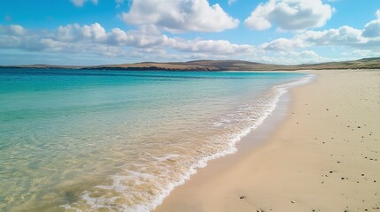 Obraz premium sandy beach with turquoise sea and sky 