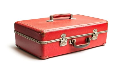 red suitcase isolated on white background 