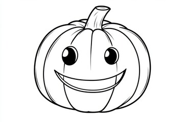 Cute smiling pumpkin coloring page for kids, perfect for Halloween fun and creativity
