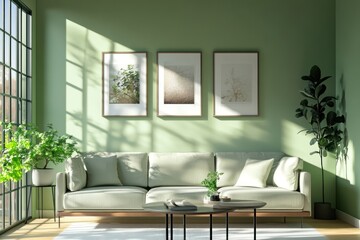 Modern green living room decor