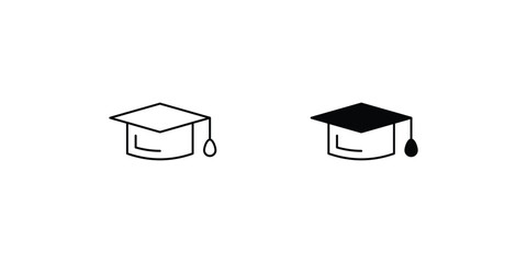 graduation cap set icon with white background vector stock illustration