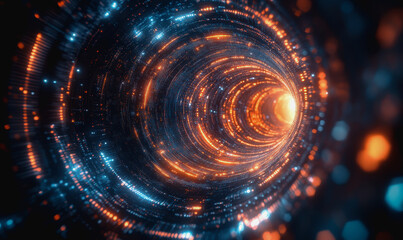 Obraz premium Futuristic space vortex with glowing tech elements