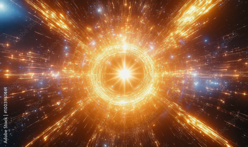 Poster futuristic space vortex with glowing tech elements