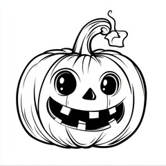 Enjoy a fun Halloween pumpkin coloring page for kids featuring a cheerful cartoon design