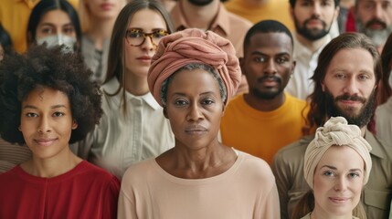 Obraz premium A group of people with different backgrounds standing together, representing democracy