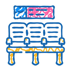 waiting hall seats airport doodle icon sketch vector. waiting hall seats airport sign. isolated symbol illustration