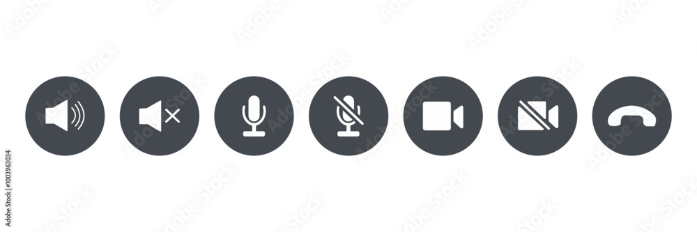Aufkleber call control icon set. communication symbols for apps and web. vector