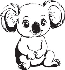 Obraz premium Adorable Baby Koala in Black and White Illustration