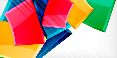 Round 3d shapes, plates background. Creative composition design template