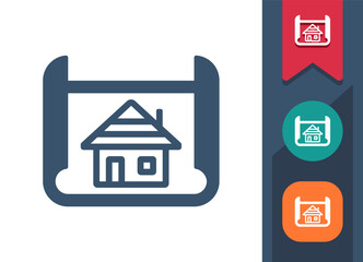 House Plan, Blueprint, Architecture Icon