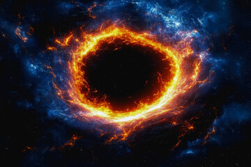 Obraz premium Neon cosmic portal with advanced tech circuitry in deep space