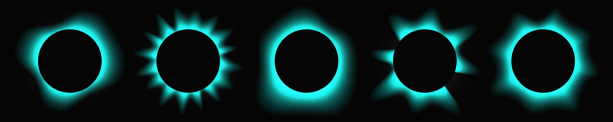 Set of blue circle illuminate light frames