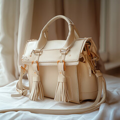 The bag color is cream, background perfect for that contrast.
