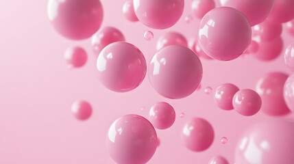 Abstraction for advertising. Pink balls on a pink background. 3d rendering illustration. 