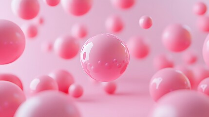 Abstraction for advertising. Pink balls on a pink background. 3d rendering illustration. 