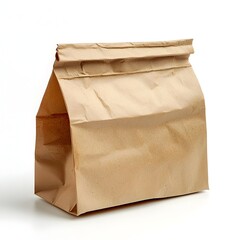 Simple Brown Paper Bag with Rustic Finish on White Background