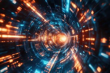 Obraz premium Tech-savvy virtual corridor with futuristic ambiance